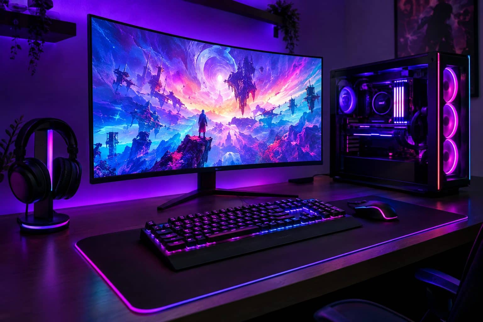 Gaming-Setup mit RGB-Beleuchtung